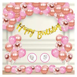 Zyozi Birthday Decorations Items Banner Balloons Pink & Rose Gold - Pack of 58-image-55