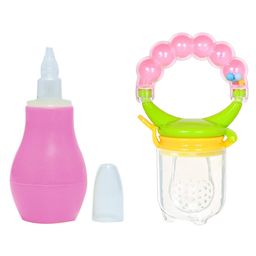 Enorme Baby Silicone Pink Nose Cleaner Nasal Aspirator and Ring Style Food Fruit Feeder Nibbler Pacifier for Babies-1