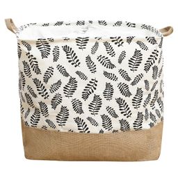 House of Quirk Laundry Storage Baskets Jute Waterproof Canvas Laundry Nursery Hamper  White-image-92