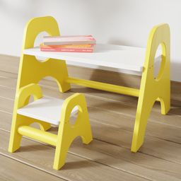 Riyan Luxiwood Jacob Kids Study Table with Chair White & Yellow-18