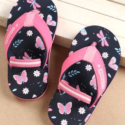 Cute Walk by Babyhug Flip Flops with Back Strap Butterfly Print - Blue-image-83