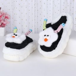 Oh! Pair Slip  Winter Shoes with Applique & Back Strap - Black-image-75