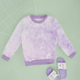 Pantaloons Junior Full Sleeves Textured Tie Dye Sweatshirt - Lilac-picture-21