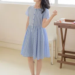 LULU & SKY Striped Flutter Sleeve Fit & Flare Dress-image-62