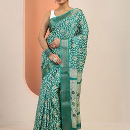 Libas Floral Printed Zari Saree-image-94