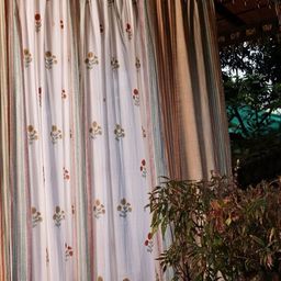 Peepul Tree White & Brown 3 Pieces Floral Sheer Door Curtain-image-10