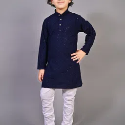 VALUE CREATION Boys Embroidered Mandarin Collar Neck Kurta With Pyjamas-picture-24