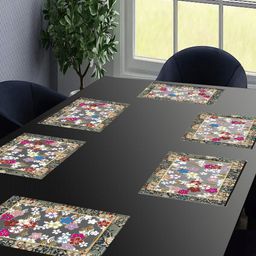 LooMantha Transparent & Green 6 Pieces Printed Rectangular Table Placemats-25