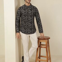 Anouk Rustic Floral Printed Mandarin Colllar Cotton Straight Kurta-image-70