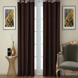 Swayam Brown PNP Blackout Eyelet Door Curtain - Single Piece (7 Ft)-47