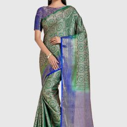 Mimosa Green Woven Sarees With Blouse-image-50