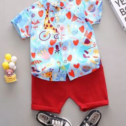 DANGAR Unisex Kids Printed Shirt with Shorts-image-96