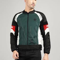 Royal Enfield Dark Green Polyester Regular Fit Colorblock Jacket-image-33