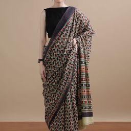 Jaipur Kurti Floral Pure Cotton Saree-23