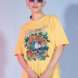 DressBerry Women Graphic Printed Round Neck Cotton Relaxed Fit T-shirt-image-111