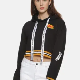 Campus Sutra Black Full Sleeves Hooded Sweatshirt-image-64