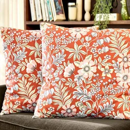 Home Centre Ebony Grace Emmeline Rust & Blue 2 Pieces Cotton Printed Filled Cushion-picture-58