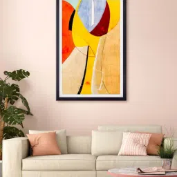 999store Yellow & Orange Abstract Printed Canvas Painting-39
