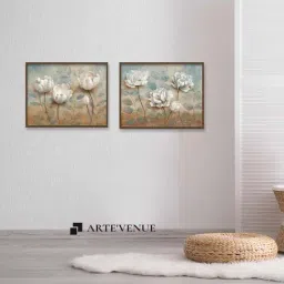 ARTE'VENUE Summers Embrace Brown & Blue Canvas Wall Arts - Set of 2 (15 X 12 inch Each)-21