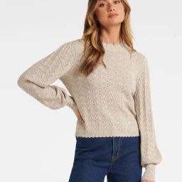 Forever New Beige Self Design Sweater-5