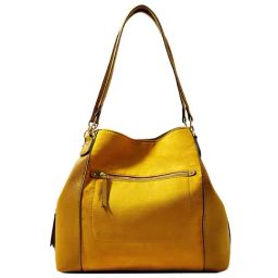 Accessorize London Yellow Solid Medium Hobo Handbag-image-22