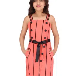 Cutecumber Kids Orange Striped Dress with Ribbon Belt-image-83