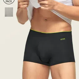 XYXX Grey & Black Mid Rise Trunks (Pack of 2)-picture-36