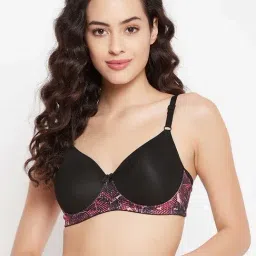 Clovia Black Printed Wireless Padded T-Shirt Bra-image-96