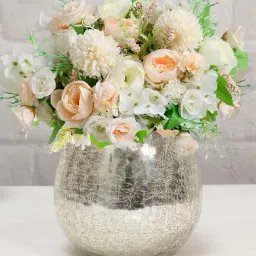 Homesake Vintage Style Silver Glass Round Vase-48