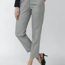 Van Heusen Grey Self Pattern Trousers-6