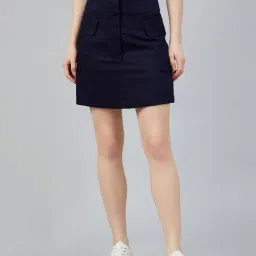 Marie Claire Navy A-Line Mini Skirt-image-67