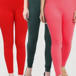 Gracit Red & Green Mid Rise Leggings - Pack Of 3-picture-39