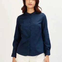 SALT Attire Navy Blue Melita Mandarin Shirt-picture-24
