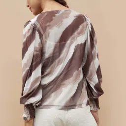 Code by Lifestyle Brown & White Printed Top image 2
