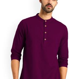 Vida Loca Band Collar Cotton Slim Fit Straight Short Kurta-image-47