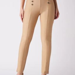 Globus Beige Blended Solid Treggings-image-73