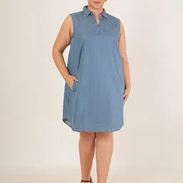 IX IMPRESSION Denim Plus Size Shirt Dress-image-17