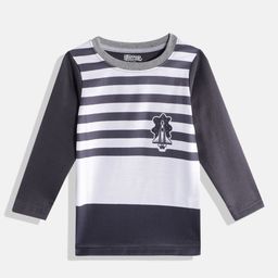Eteenz Boys Charcoal Grey & White Striped Pure Cotton Sweatshirt-image-51