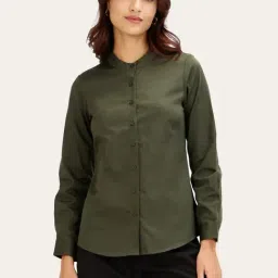 SALT Attire Olive Green Melita Mandarin Shirt-picture-46