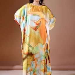 Label Aarna Women Sunset Bloom Soft Satin Kaftan with Digital Print-65