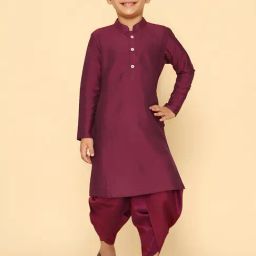 KISAH Magenta Solid Full Sleeves Kurta with Dhoti-image-32