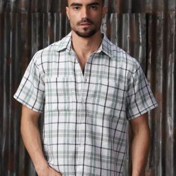 High Star White Cotton Relaxed fit Checks Shirts-image-16