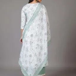 Libas Off-White Woven Pattern Kurta Palazzo Set With Dupatta image 2