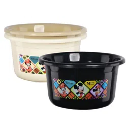 Aura Black & Cream-Coloured 3 Pieces Printed Bath Accessories Set-36