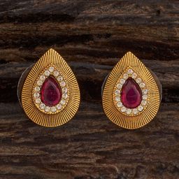 Kushal's Fashion Jewellery Gold Plated Teardrop Shaped Cubic Zirconia Antique Earrings-14