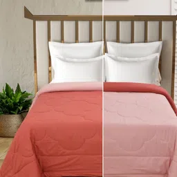 MallowWorld Red & Pink Geometric Microfiber Mild Winter 150 GSM Double Bed Comforter-18