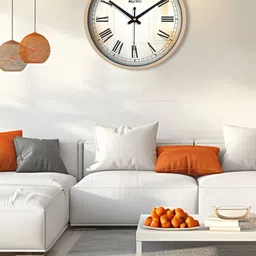 OLIVE TREE Peach-Coloured & Beige Printed Contemporary Analogue Round Shaped Table Clock-21
