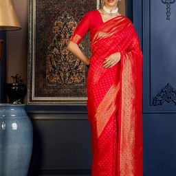 Dori Woven Design Zari Banarasi Saree with Unstitched Blouse Piece-image-101