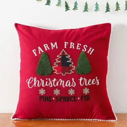 Ratan Cart Red & Green Embroidered Square Cushion Covers-26