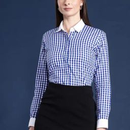 Hancock Blue & White Cotton Checks Shirt-image-78